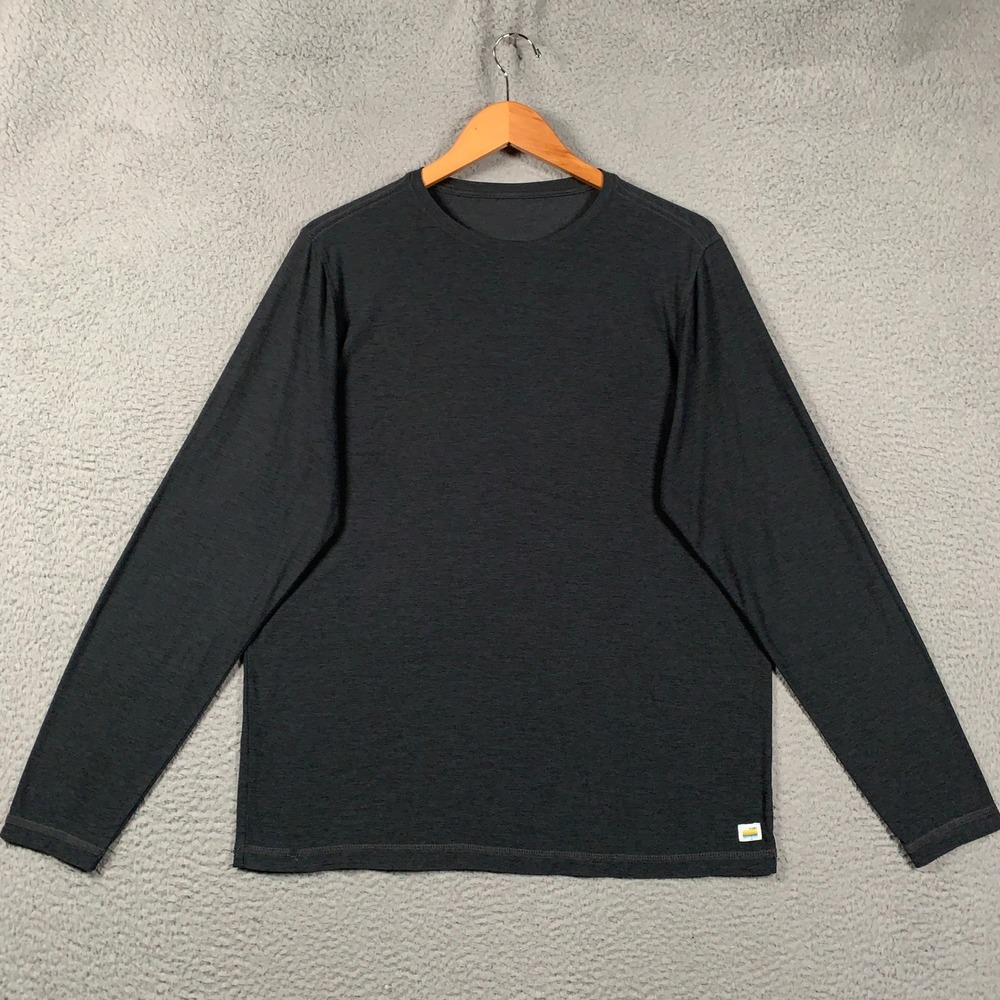 Vuori Strato Tech Tee Shirt Mens Large Charcoal Heather Long Sleeve Performance